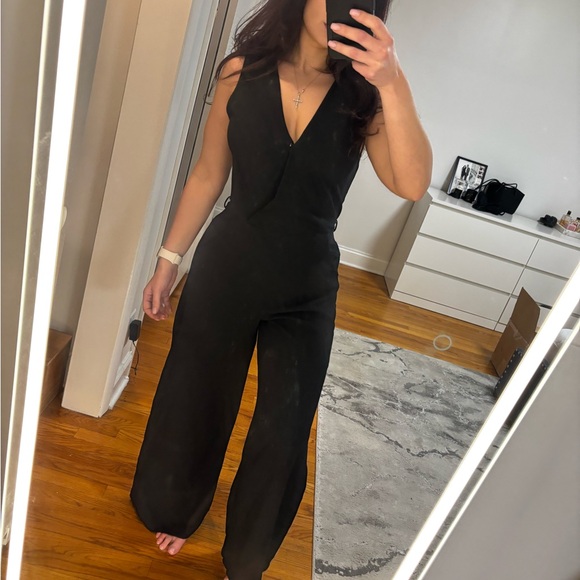 Women’s Black V-Neck Wide-Leg Jumpsuit - Picture 2 of 4